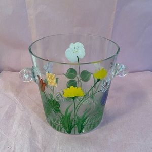 Royal Danube hand painted crystal ice bucket. Made in Romania.